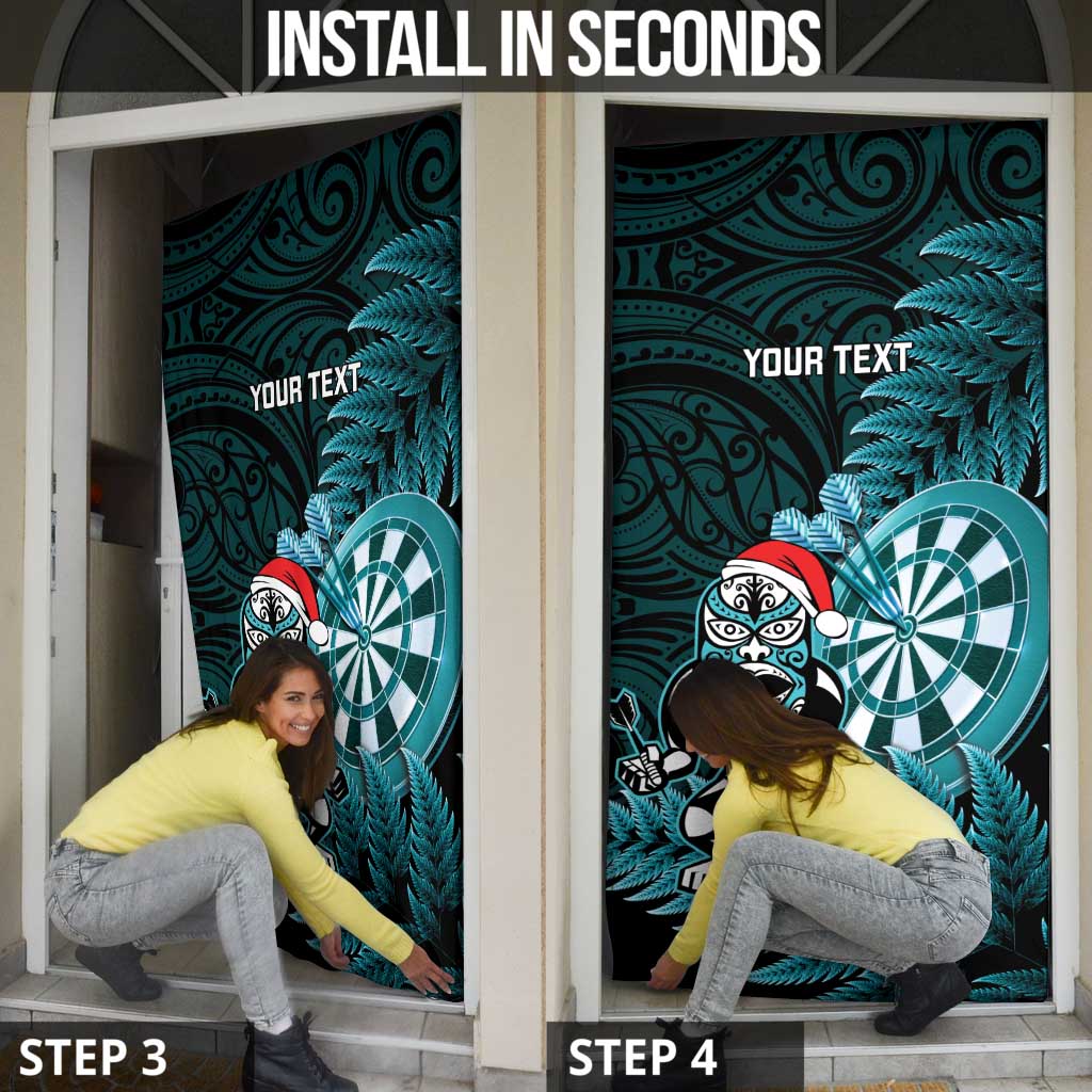 Personalised New Zealand Darts Christmas Door Cover Maori Fern Merry Dartsmas - Polynesian Pride