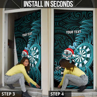Personalised New Zealand Darts Christmas Door Cover Maori Fern Merry Dartsmas - Polynesian Pride