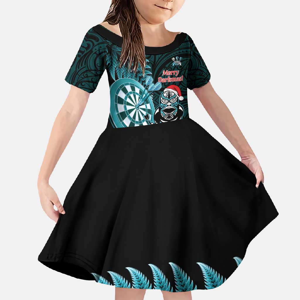 Personalised New Zealand Darts Christmas Family Matching Mermaid Dress and Hawaiian Shirt Maori Fern Merry Dartsmas - Polynesian Pride