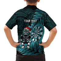 Personalised New Zealand Darts Christmas Family Matching Off Shoulder Maxi Dress and Hawaiian Shirt Maori Fern Merry Dartsmas - Polynesian Pride