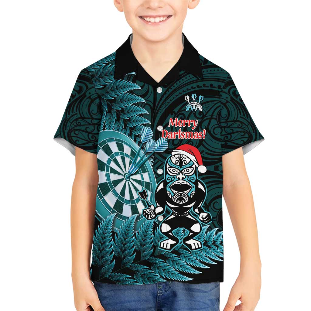 Personalised New Zealand Darts Christmas Family Matching Summer Maxi Dress and Hawaiian Shirt Maori Fern Merry Dartsmas - Polynesian Pride