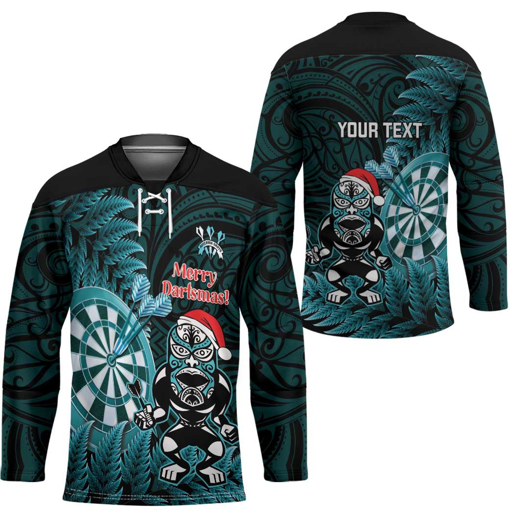 Personalised New Zealand Darts Christmas Hockey Jersey Maori Fern Merry Dartsmas - Polynesian Pride