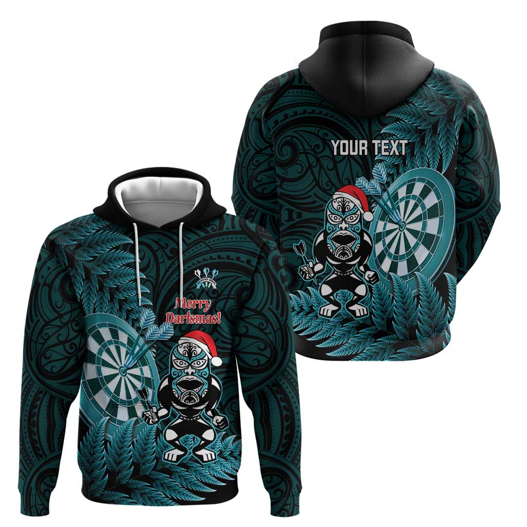 Personalised New Zealand Darts Christmas Hoodie Maori Fern Merry Dartsmas - Polynesian Pride