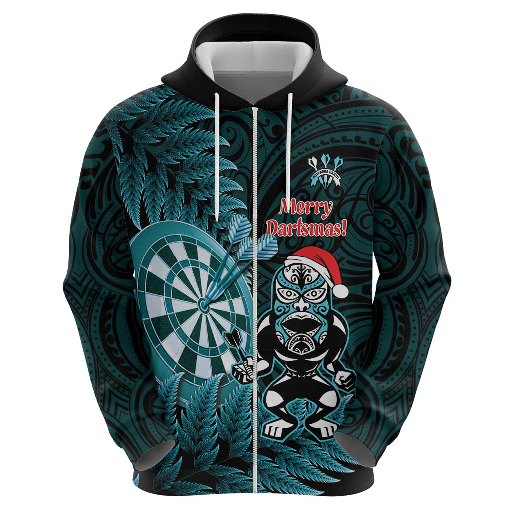 Personalised New Zealand Darts Christmas Hoodie Maori Fern Merry Dartsmas - Polynesian Pride