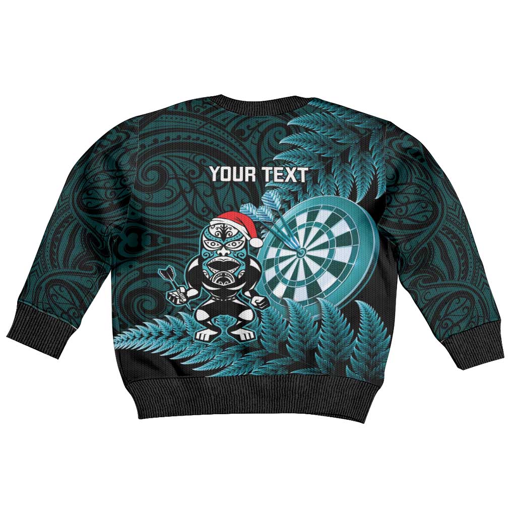 Personalised New Zealand Darts Christmas Kid Ugly Christmas Sweater Maori Fern Merry Dartsmas - Polynesian Pride