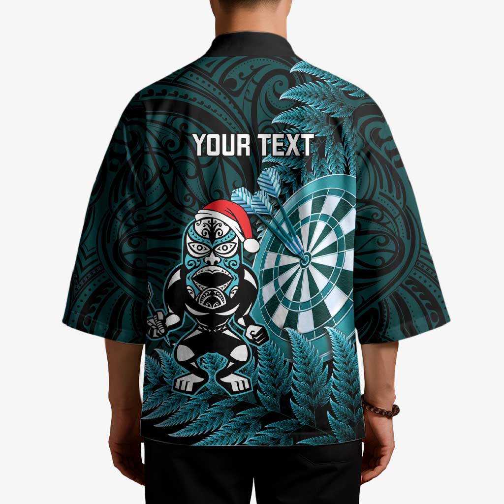 Personalised New Zealand Darts Christmas Kimono Maori Fern Merry Dartsmas - Polynesian Pride