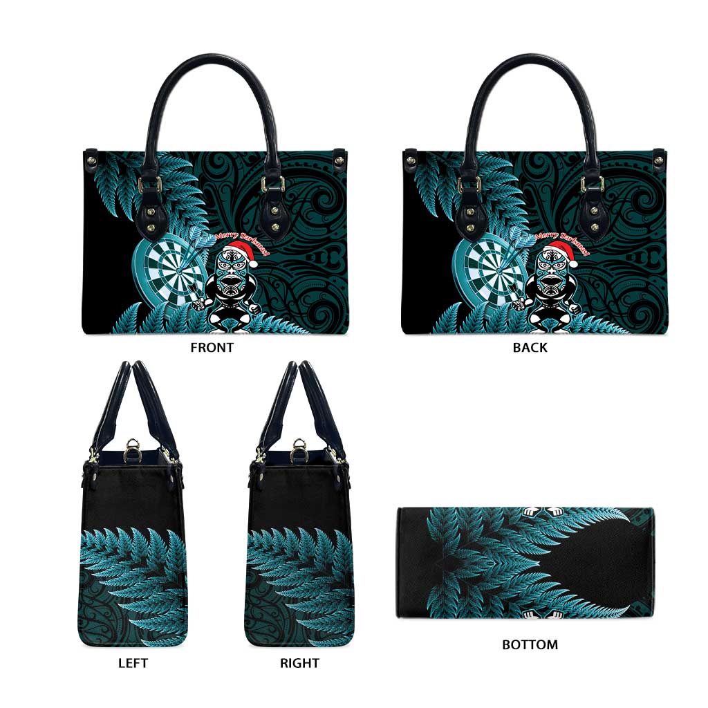 New Zealand Darts Christmas Leather Bag Maori Fern Merry Dartsmas - Polynesian Pride