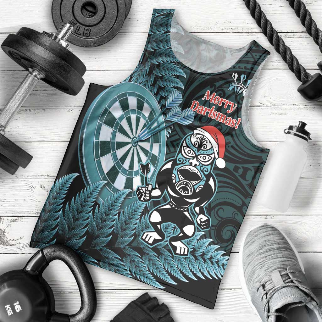 Personalised New Zealand Darts Christmas Men Tank Top Maori Fern Merry Dartsmas - Polynesian Pride