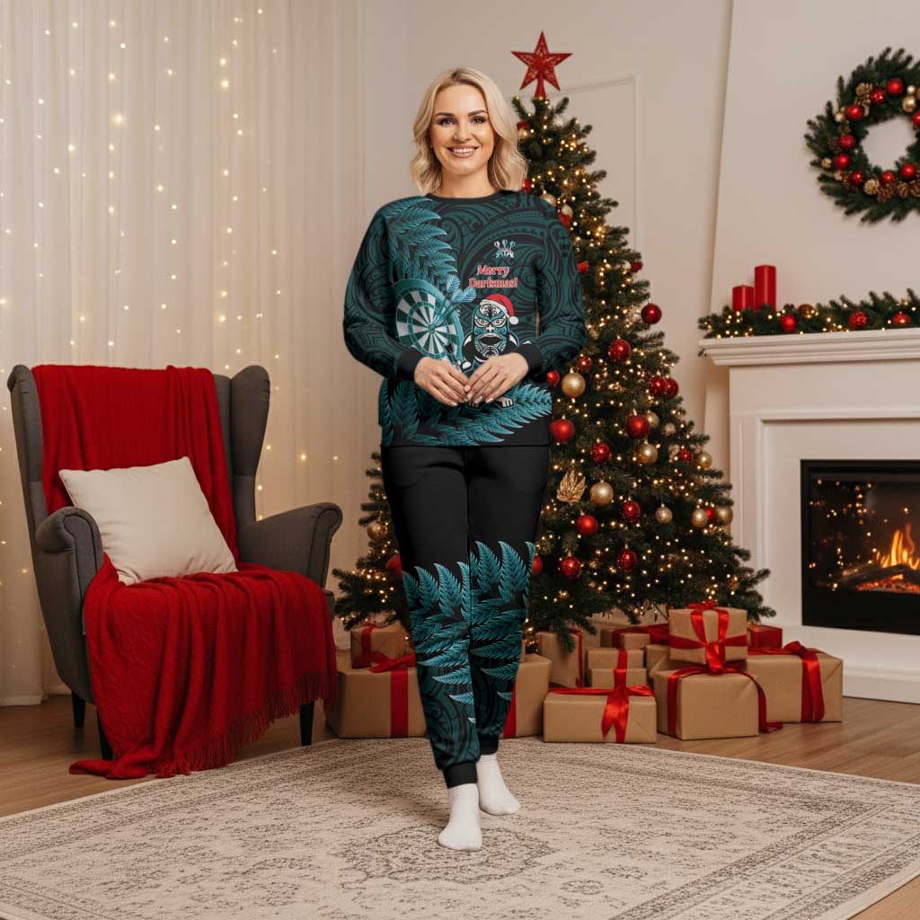 Personalised New Zealand Darts Christmas Pajama Set Maori Fern Merry Dartsmas - Polynesian Pride