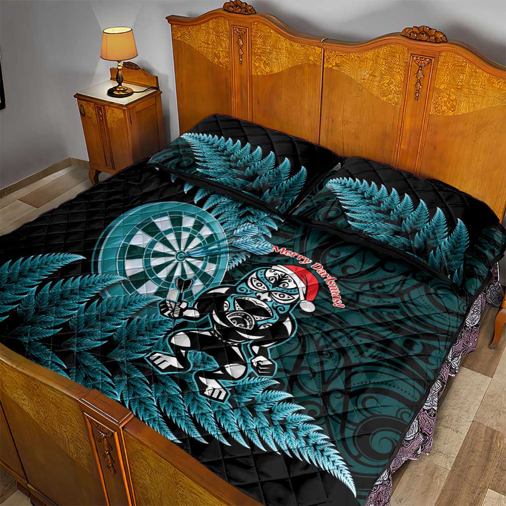 New Zealand Darts Christmas Quilt Bed Set Maori Fern Merry Dartsmas - Polynesian Pride