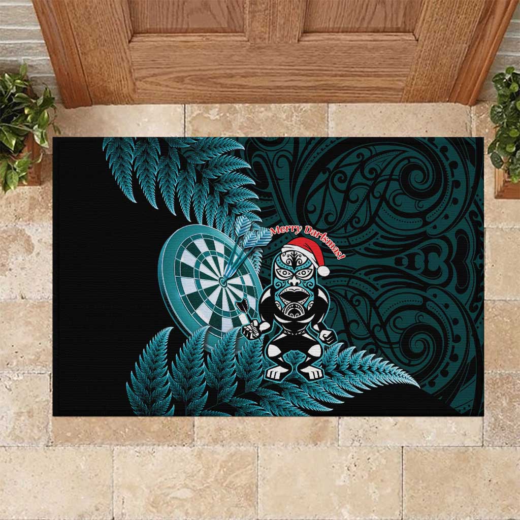 New Zealand Darts Christmas Rubber Doormat Maori Fern Merry Dartsmas - Polynesian Pride