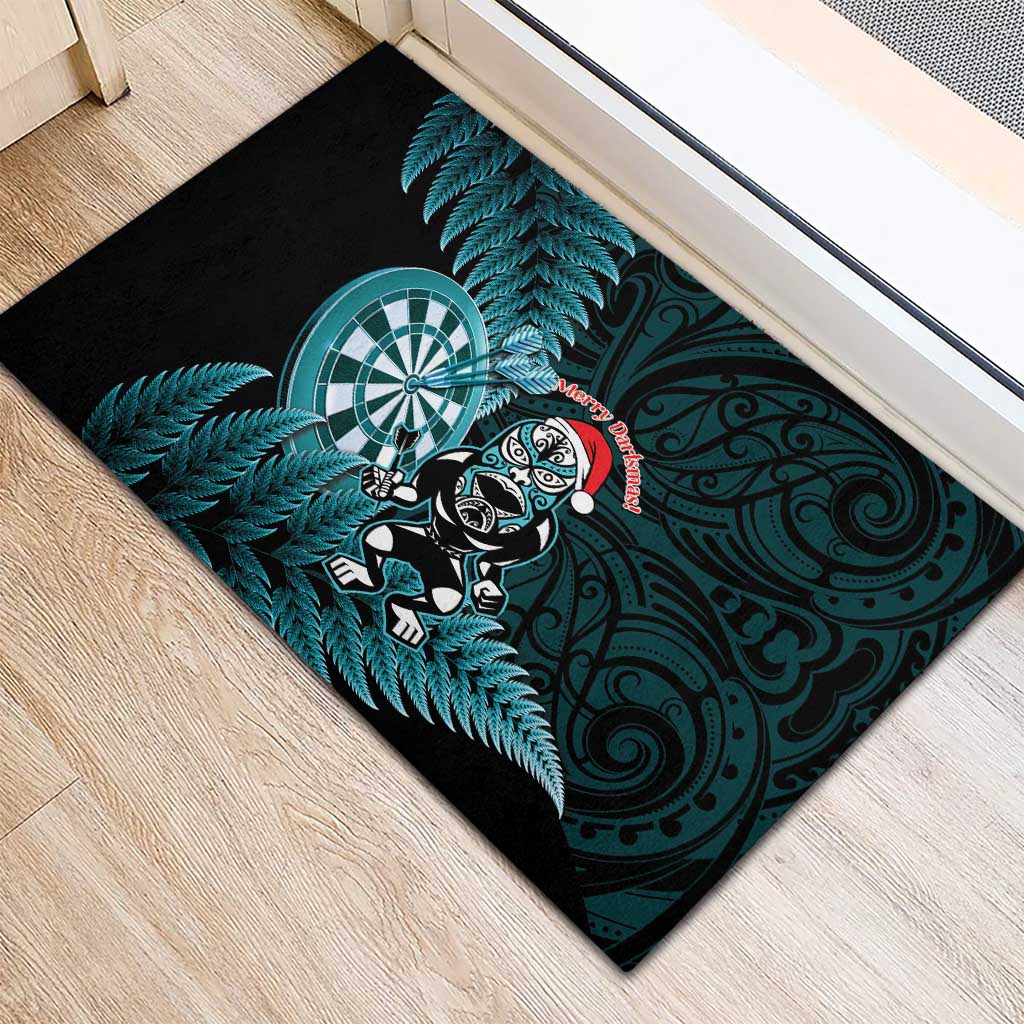 New Zealand Darts Christmas Rubber Doormat Maori Fern Merry Dartsmas - Polynesian Pride