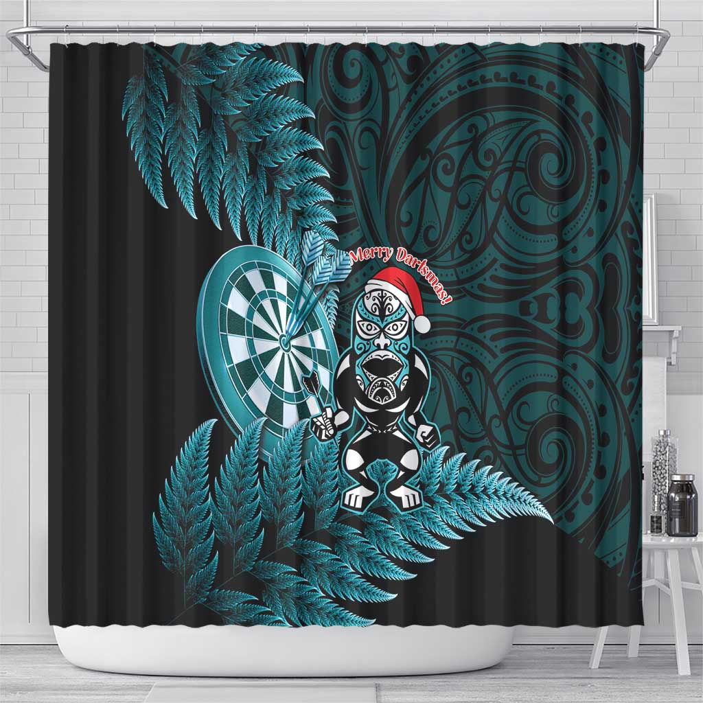 New Zealand Darts Christmas Shower Curtain Maori Fern Merry Dartsmas - Polynesian Pride