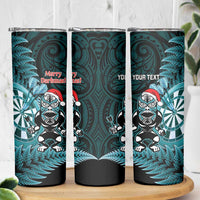Personalised New Zealand Darts Christmas Skinny Tumbler Maori Fern Merry Dartsmas - Polynesian Pride