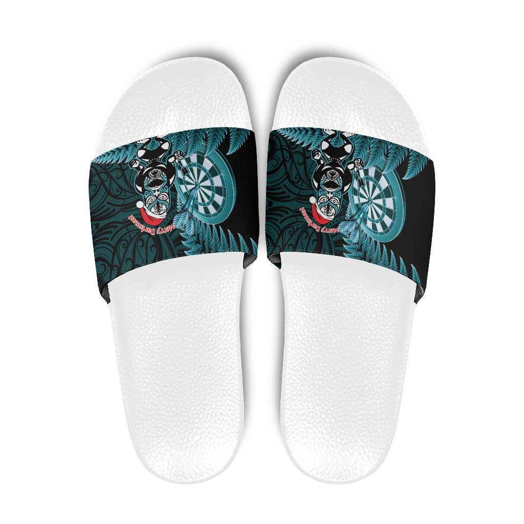 New Zealand Darts Christmas Slide Sandals Maori Fern Merry Dartsmas - Polynesian Pride