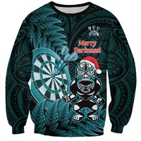 Personalised New Zealand Darts Christmas Sweatshirt Maori Fern Merry Dartsmas - Polynesian Pride