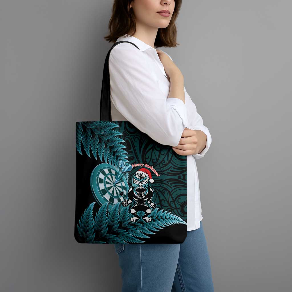 New Zealand Darts Christmas Tote Bag Maori Fern Merry Dartsmas - Polynesian Pride