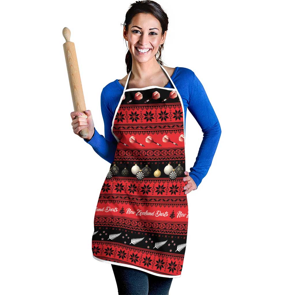New Zealand Darts Christmas Apron Merry Xmas Aotearoa Maori Red - Polynesian Pride