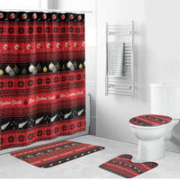 New Zealand Darts Christmas Bathroom Set Merry Xmas Aotearoa Maori Red - Polynesian Pride