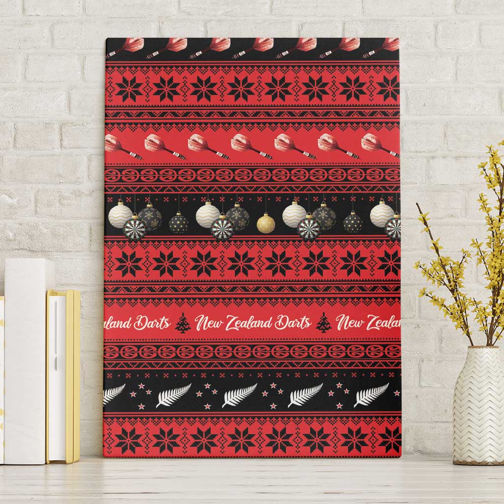 New Zealand Darts Christmas Canvas Wall Art Merry Xmas Aotearoa Maori Red - Polynesian Pride