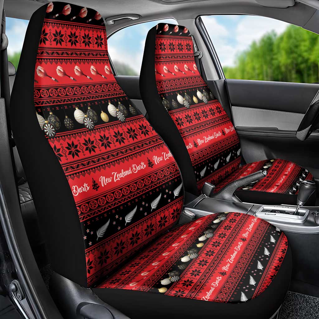 New Zealand Darts Christmas Car Seat Cover Merry Xmas Aotearoa Maori Red - Polynesian Pride