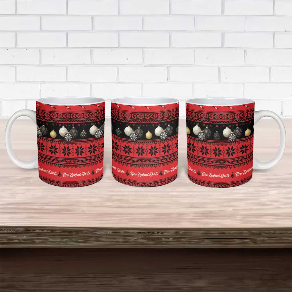 New Zealand Darts Christmas Ceramic Mug Merry Xmas Aotearoa Maori Red - Polynesian Pride