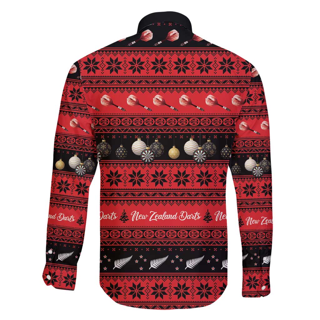 New Zealand Darts Christmas Family Matching Long Sleeve Bodycon Dress and Hawaiian Shirt Merry Xmas Aotearoa Maori Red - Polynesian Pride