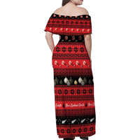 New Zealand Darts Christmas Family Matching Off Shoulder Maxi Dress and Hawaiian Shirt Merry Xmas Aotearoa Maori Red - Polynesian Pride