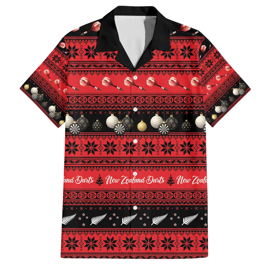 New Zealand Darts Christmas Family Matching Tank Maxi Dress and Hawaiian Shirt Merry Xmas Aotearoa Maori Red - Polynesian Pride