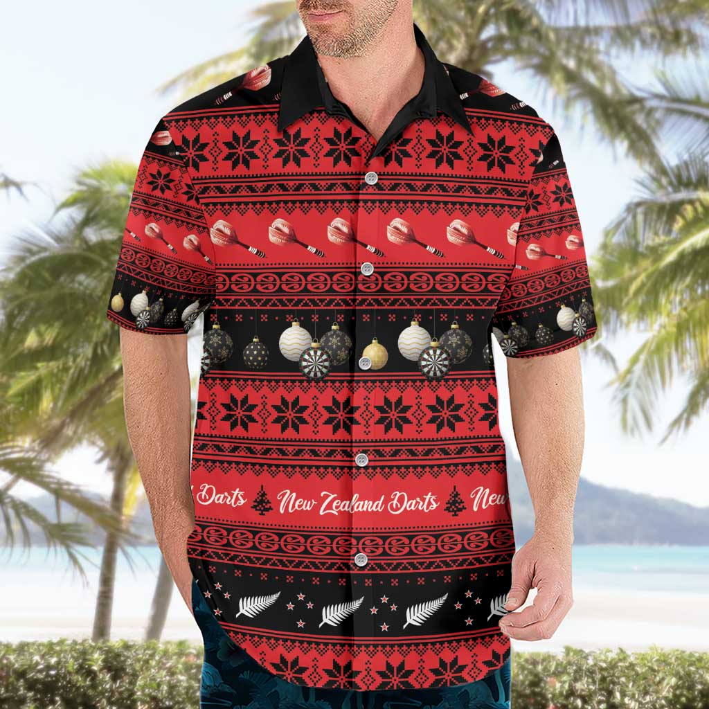 New Zealand Darts Christmas Hawaiian Shirt Merry Xmas Aotearoa Maori Red - Polynesian Pride