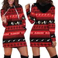 New Zealand Darts Christmas Hoodie Dress Merry Xmas Aotearoa Maori Red - Polynesian Pride