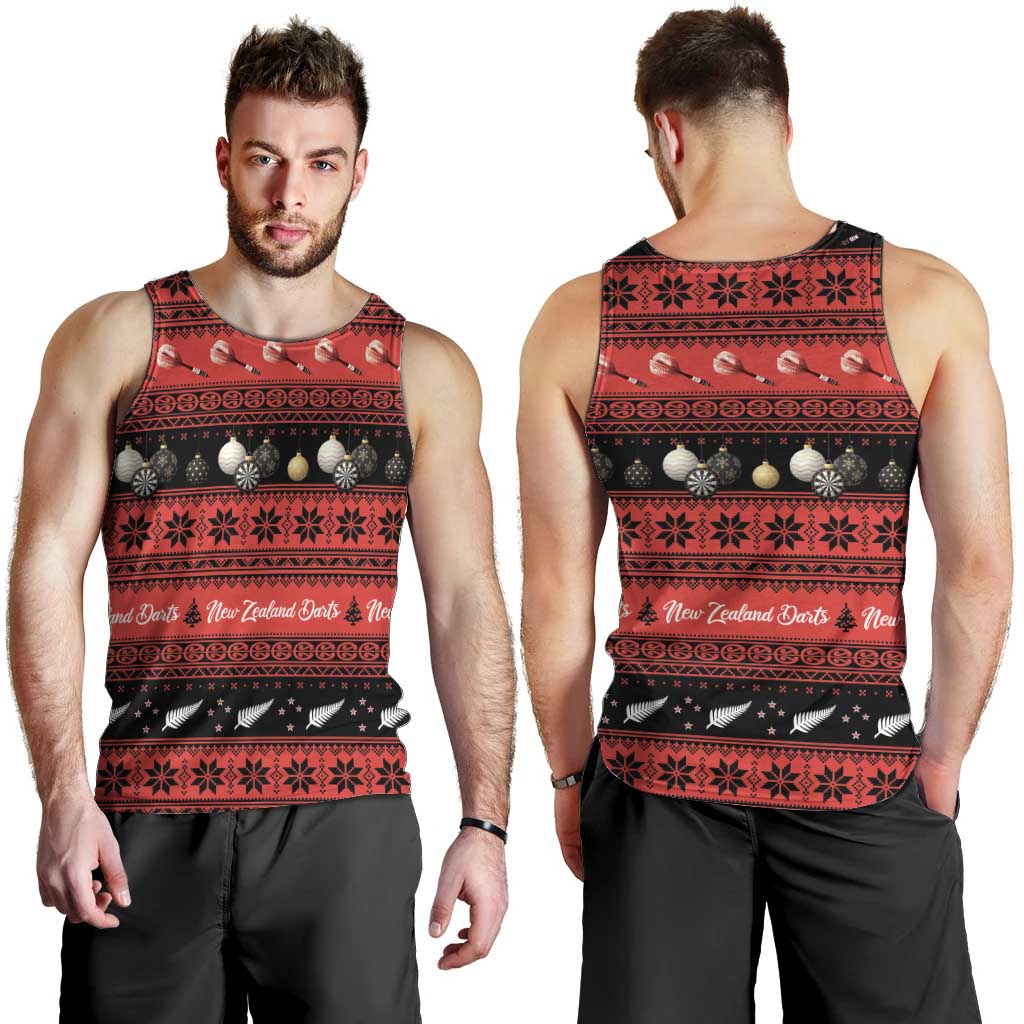 New Zealand Darts Christmas Men Tank Top Merry Xmas Aotearoa Maori Red - Polynesian Pride