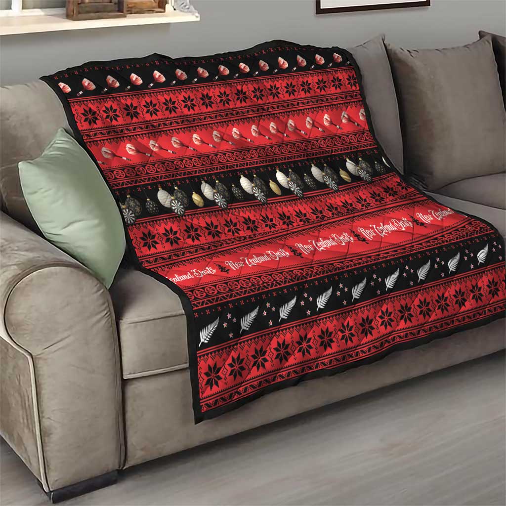 New Zealand Darts Christmas Quilt Merry Xmas Aotearoa Maori Red - Polynesian Pride