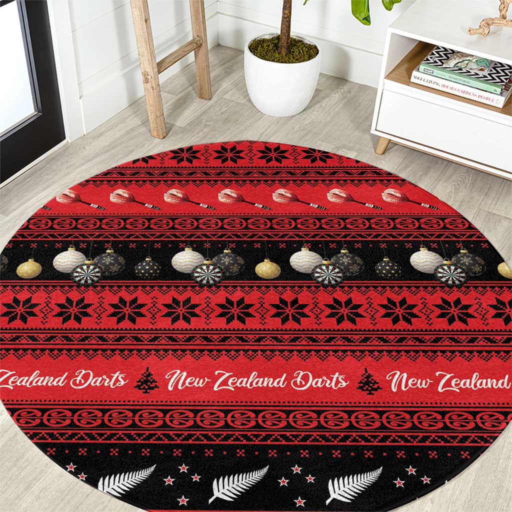 New Zealand Darts Christmas Round Carpet Merry Xmas Aotearoa Maori Red - Polynesian Pride