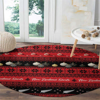 New Zealand Darts Christmas Round Carpet Merry Xmas Aotearoa Maori Red - Polynesian Pride