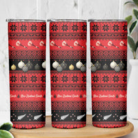 New Zealand Darts Christmas Skinny Tumbler Merry Xmas Aotearoa Maori Red - Polynesian Pride