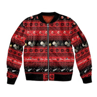New Zealand Darts Christmas Sleeve Zip Bomber Jacket Merry Xmas Aotearoa Maori Red - Polynesian Pride