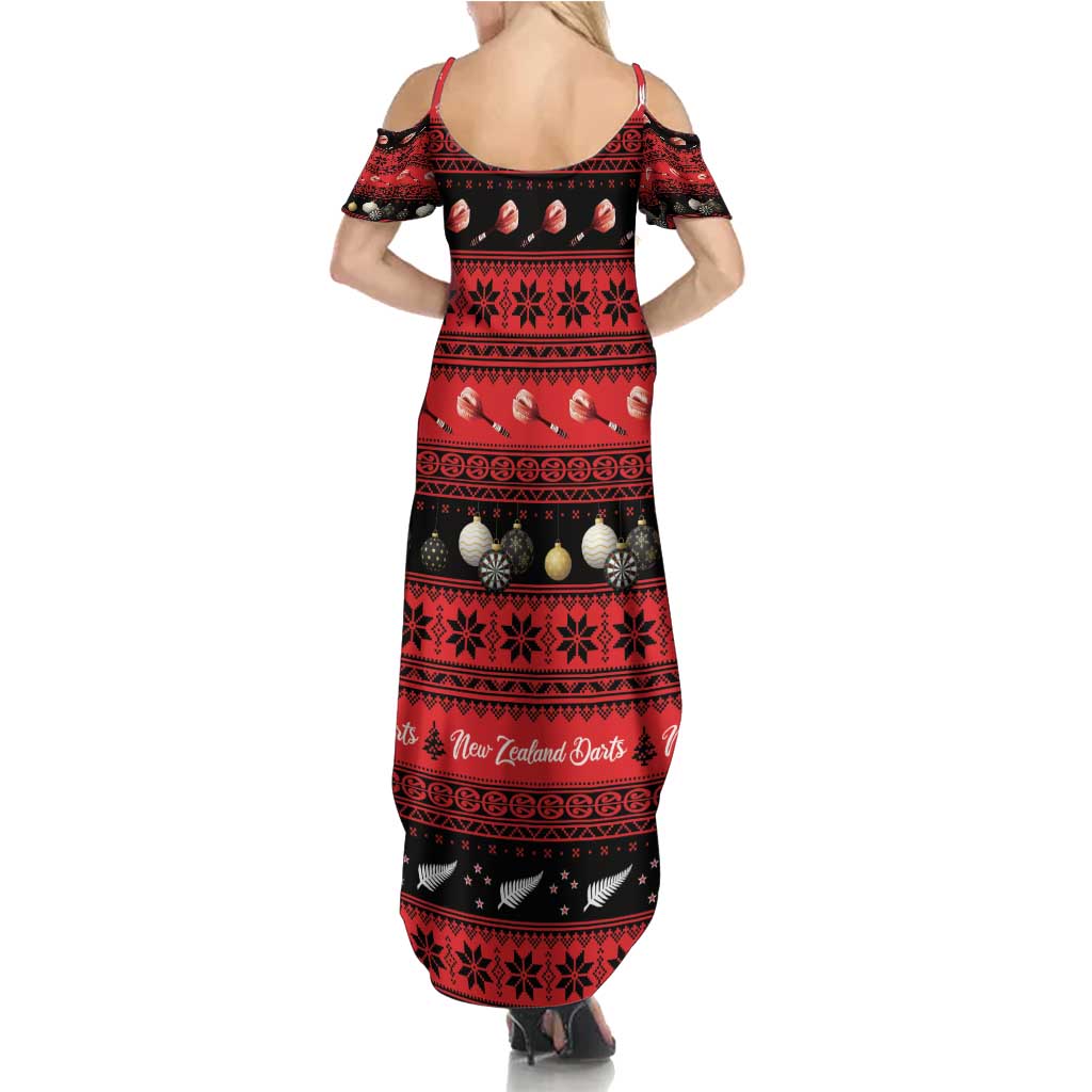 New Zealand Darts Christmas Summer Maxi Dress Merry Xmas Aotearoa Maori Red - Polynesian Pride