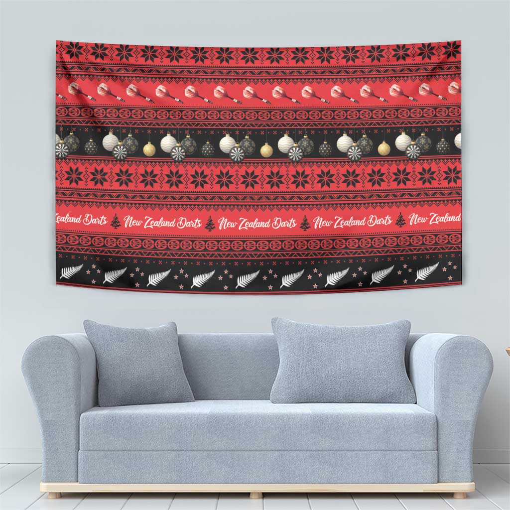 New Zealand Darts Christmas Tapestry Merry Xmas Aotearoa Maori Red - Polynesian Pride