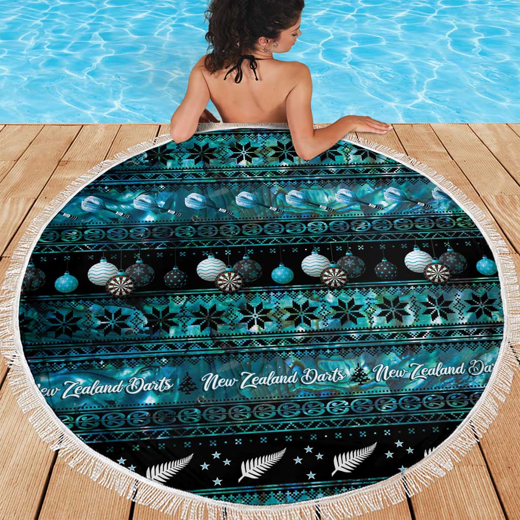 New Zealand Darts Christmas Beach Blanket Merry Xmas Aotearoa Maori Paua Shell - Polynesian Pride
