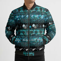 New Zealand Darts Christmas Bomber Puffer Jacket Merry Xmas Aotearoa Maori Paua Shell - Polynesian Pride