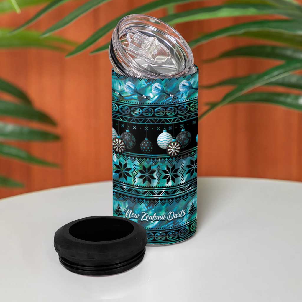 New Zealand Darts Christmas 4 in 1 Can Cooler Tumbler Merry Xmas Aotearoa Maori Paua Shell - Polynesian Pride