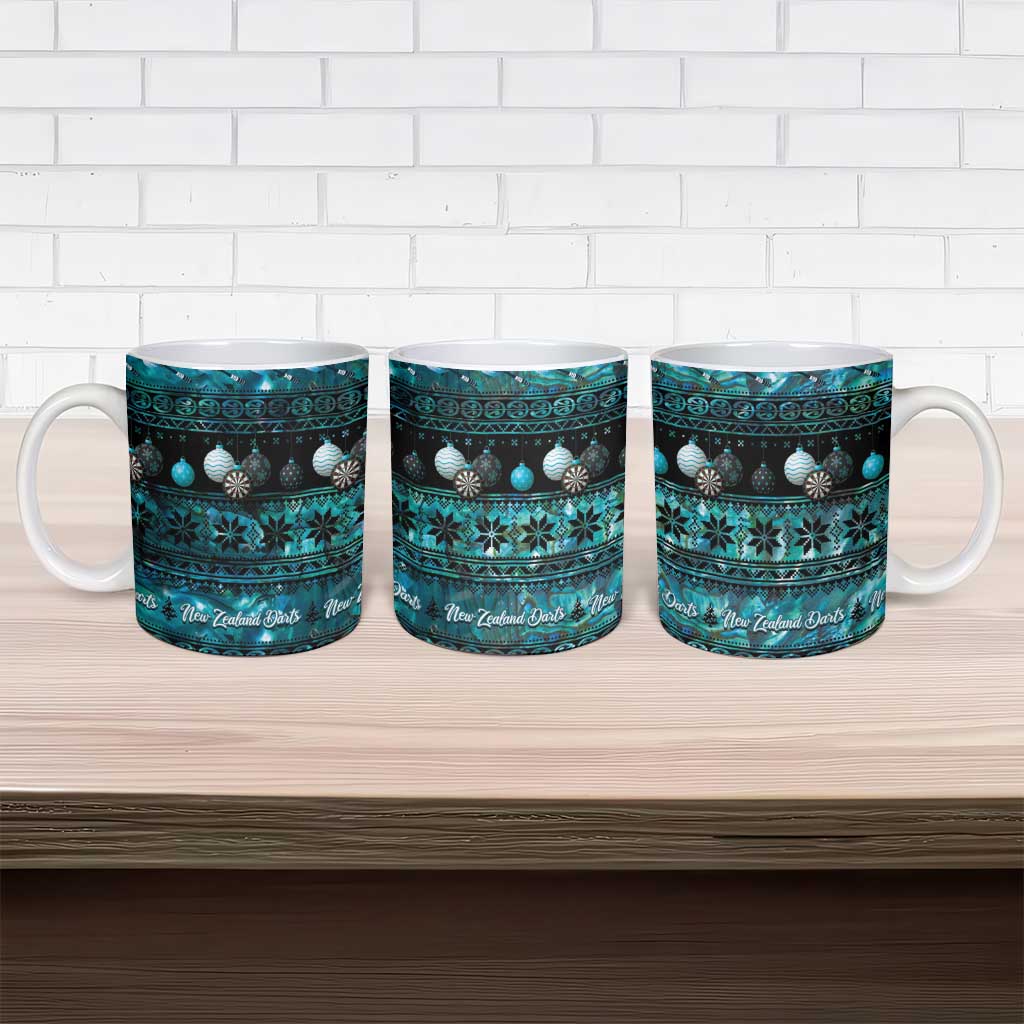New Zealand Darts Christmas Ceramic Mug Merry Xmas Aotearoa Maori Paua Shell - Polynesian Pride