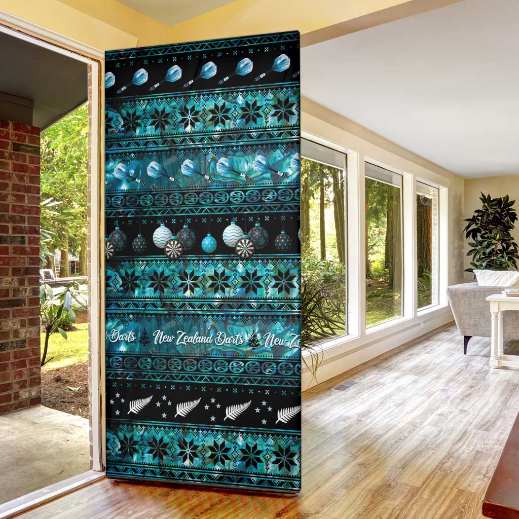 New Zealand Darts Christmas Door Cover Merry Xmas Aotearoa Maori Paua Shell - Polynesian Pride