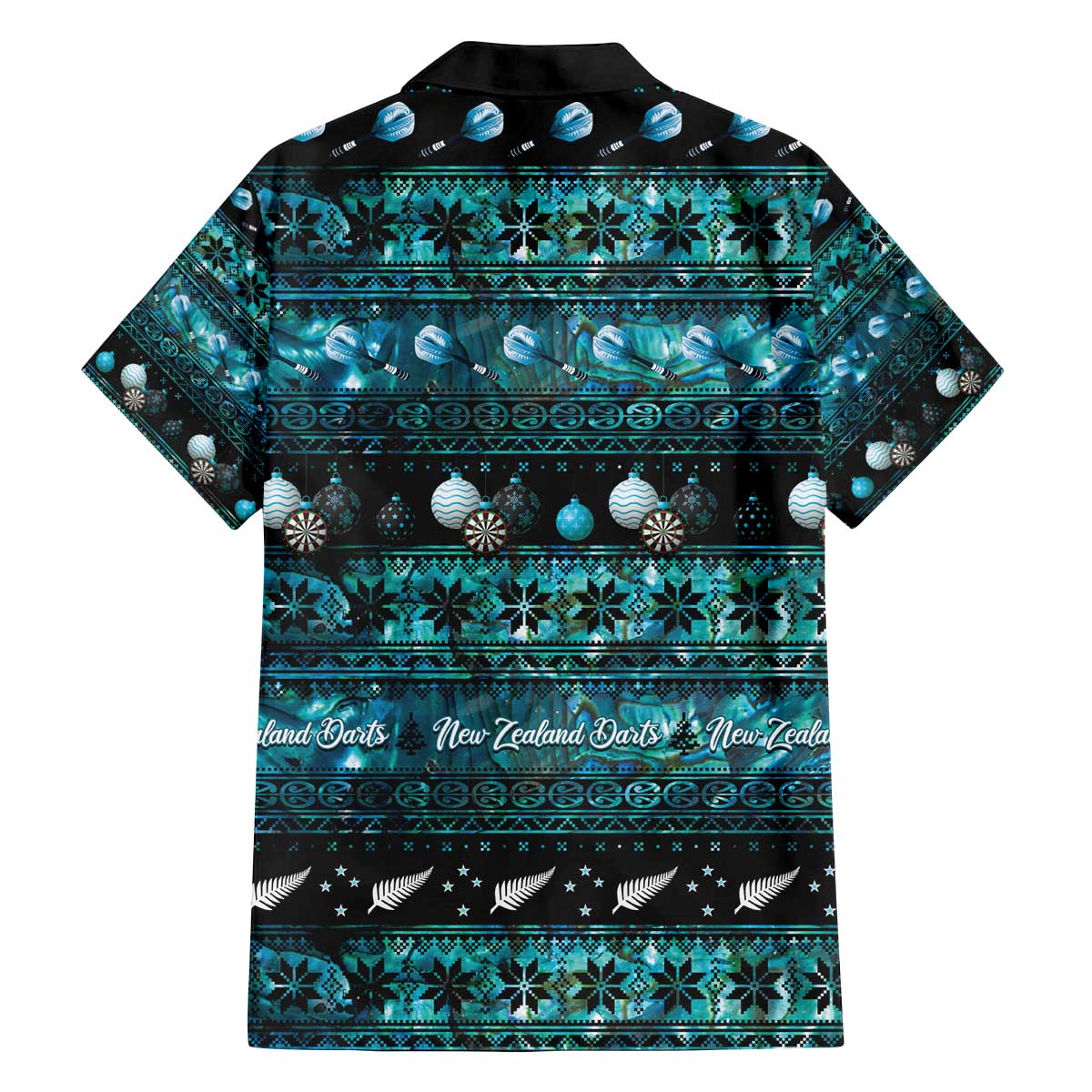 New Zealand Darts Christmas Family Matching Off The Shoulder Long Sleeve Dress and Hawaiian Shirt Merry Xmas Aotearoa Maori Paua Shell - Polynesian Pride