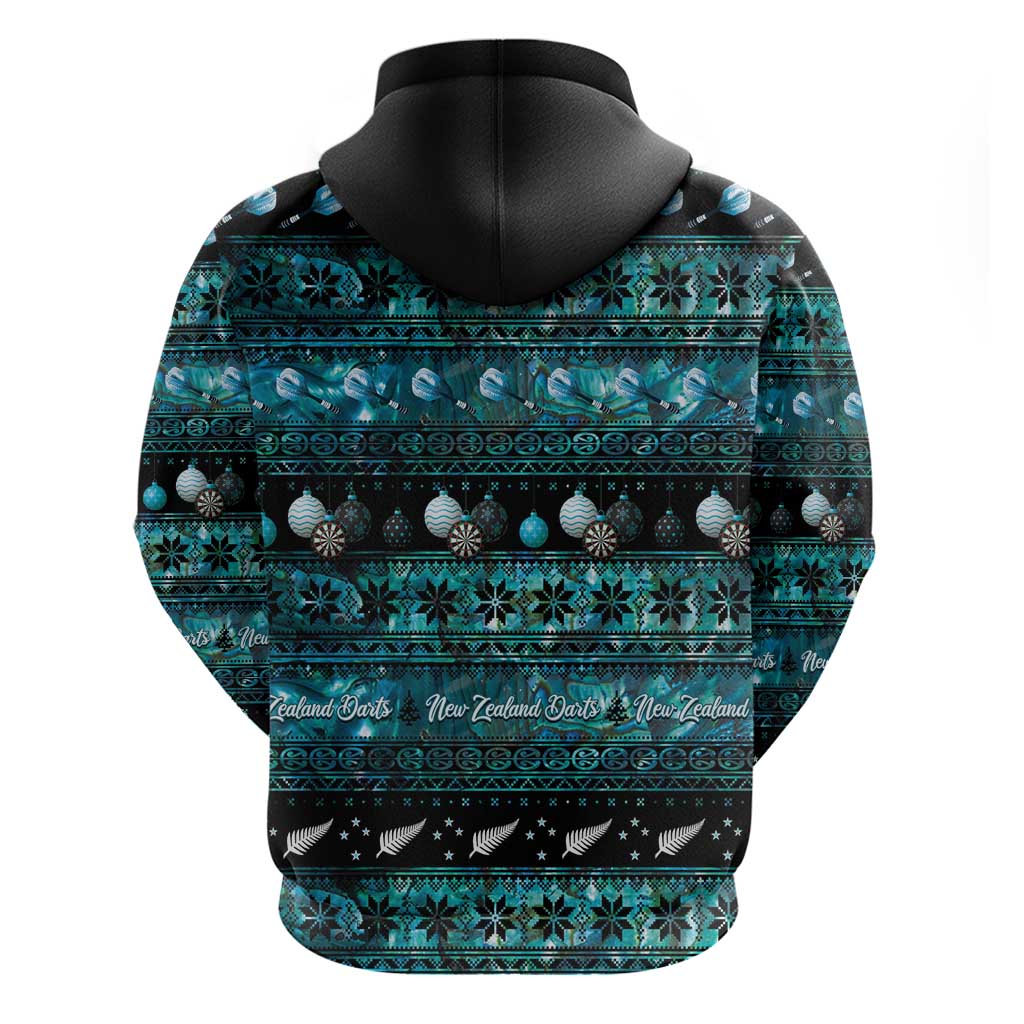 New Zealand Darts Christmas Hoodie Merry Xmas Aotearoa Maori Paua Shell - Polynesian Pride