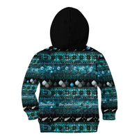 New Zealand Darts Christmas Kid Hoodie Merry Xmas Aotearoa Maori Paua Shell - Polynesian Pride