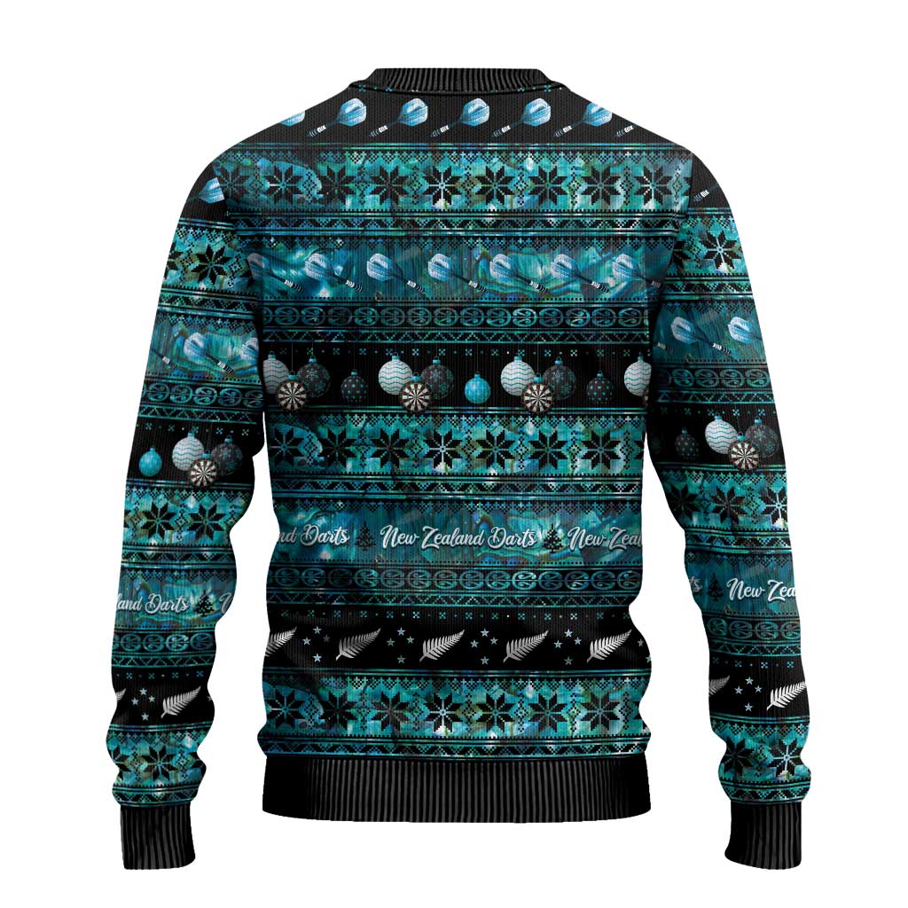 New Zealand Darts Christmas Ugly Christmas Sweater Merry Xmas Aotearoa Maori Paua Shell - Polynesian Pride