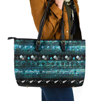 New Zealand Darts Christmas Leather Tote Bag Merry Xmas Aotearoa Maori Paua Shell - Polynesian Pride