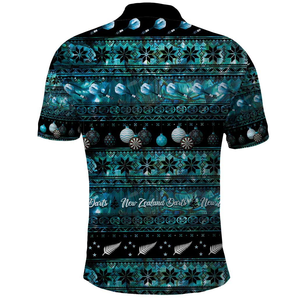 New Zealand Darts Christmas Polo Shirt Merry Xmas Aotearoa Maori Paua Shell - Polynesian Pride